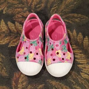 CROCS Girls Floral Flats with Cutouts